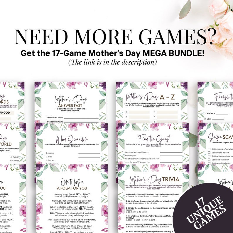 Happy Mother's Day Family Trivia Game Choose Whether Mom Would Rather Pick This Or That Activity To Play At Your Brunch And Dinner Party