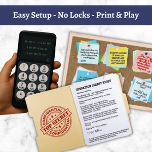 Christmas Themed Escape Room - Secret Agent True Crime Detective - DIY Xmas Eve Holiday Party Printable PDF Game Night Activity For Adults