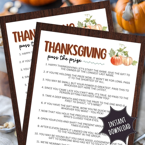 Thanksgiving Friendsgiving Pass The Prize Game Fun For Teens Kids Adults Or Seniors Indoor Outdoor Family Present Gift Dinner Feast November