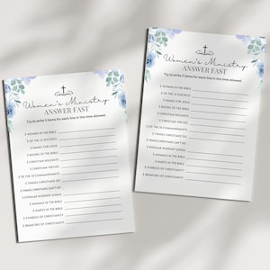Women's Ministry en Ladies Fellowship Think Fast Answer Quick Blue Flowers Icebreaker Game Prayer, ontbijt en andere evenementen voor vrouwen