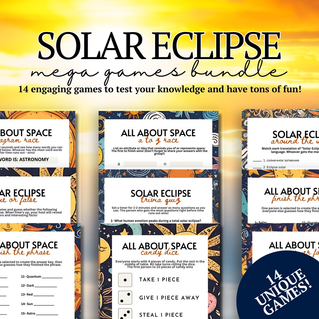 Solar Eclipse Games MEGA Bundle: Astronomy Activities (printable) - Etsy