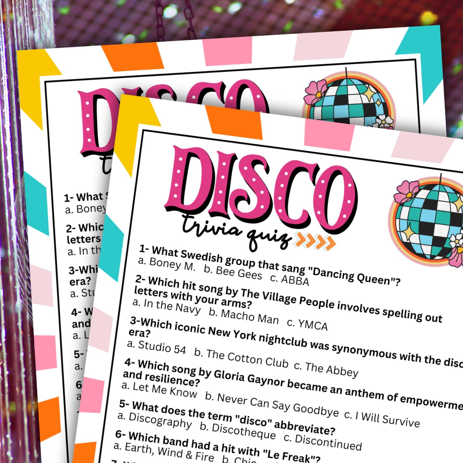 70s Disco Trivia Quiz Game: Funky Music Party (PDF) - Etsy