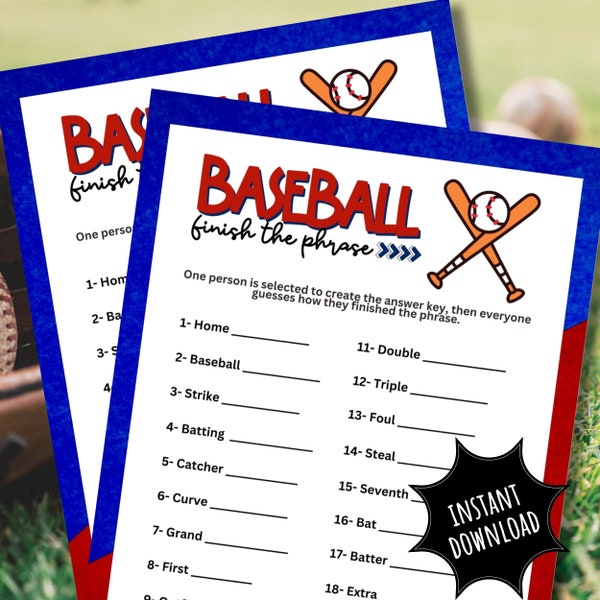 Baseball Games For All Ages | Finish The Phrase | Trivia Word Game | Printable League Team Games To For Sports Series Major Minor World