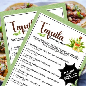 Tequila Trivia True Or False Mexican Shots Rating For Taco De Mayo Fiesta Party Cinco 5th Bar Pub Crawl Alcohol Drinking Games For Adults
