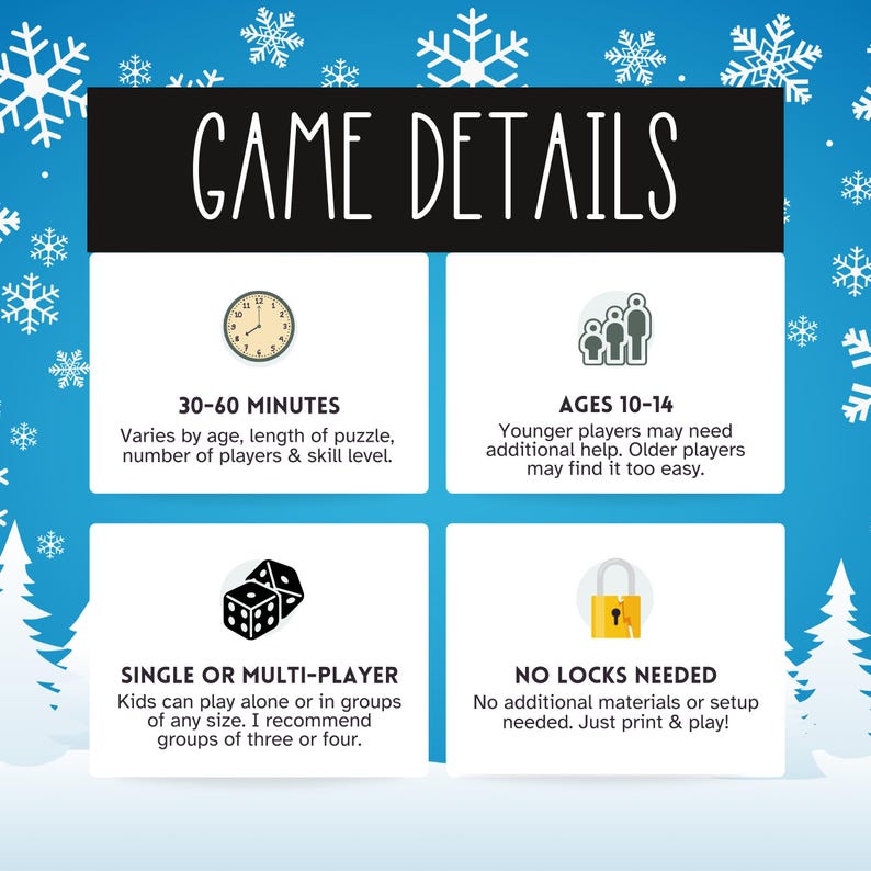 Christmas Escape Room Kit For Teens And Tweens Fun Family Game Printable Mystery Adventure DIY Holiday Activity Age 10 11 12 13 14