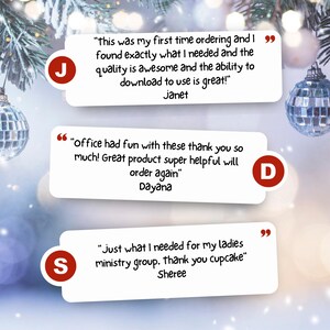 May include: Image features three white speech bubbles with customer testimonials. The first bubble, marked with a red "J", includes a quote from Janet. The second, marked "D", features a quote from Dayana. The third, marked "S", includes a quote from Sheree.