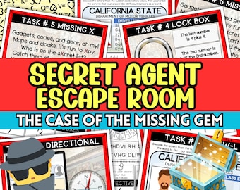 Kids Secret Agent Escape Room Kit: Spy Ciphers & Codes (Digital Download)