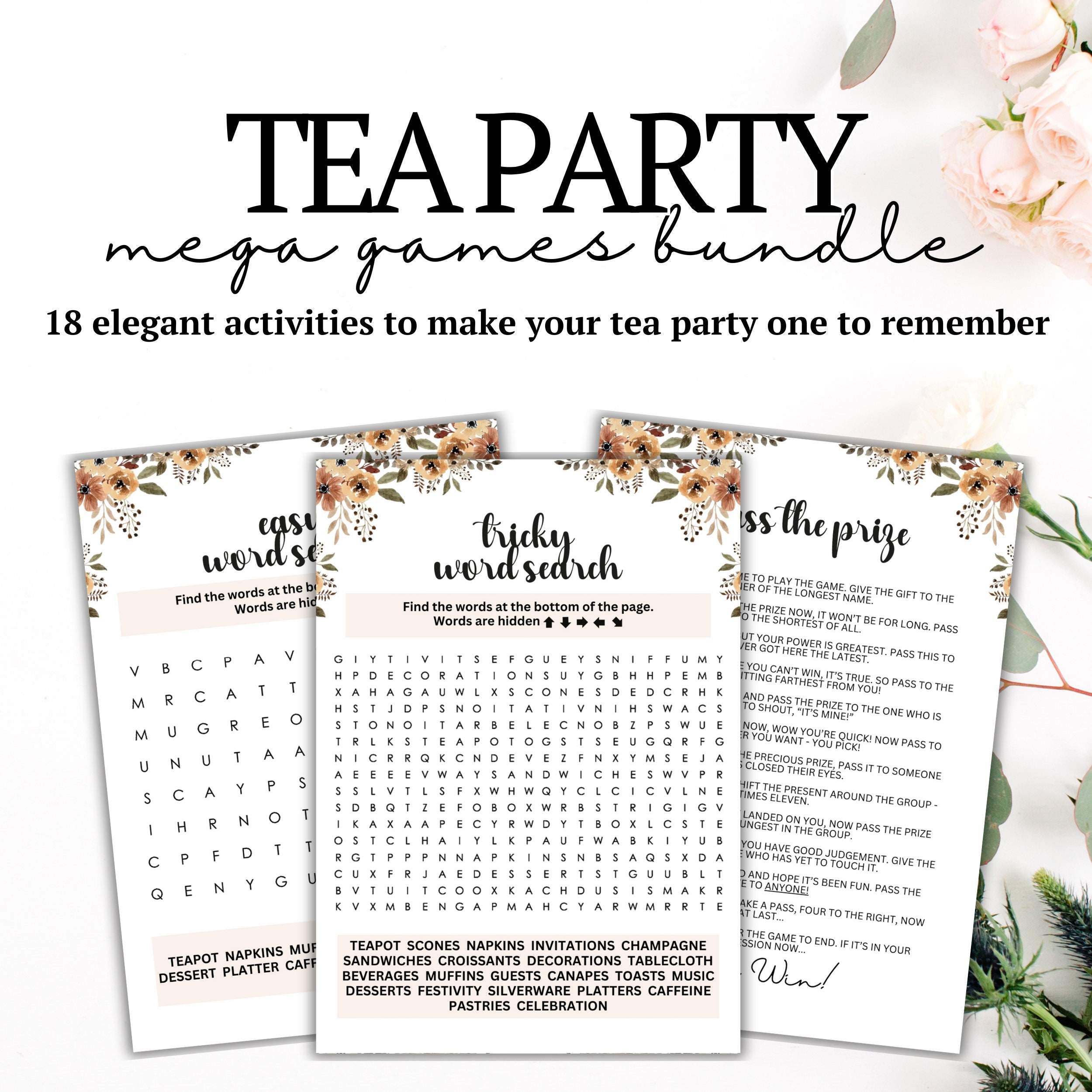 Tea Party and Ladies Luncheon Games MEGA Bundle for Girls and Womens ...