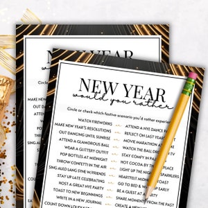 New Year&#39;s Party Game Would You Rather This Or That Friendly Hilarious Funny NYE Scenario Icebreaker Mix And Mingle Get To Know You PDF
