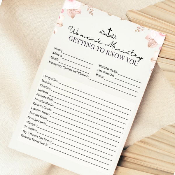 Women's Ministry Getting To Know You And All About Me Printable Questionnaire For Christian Ladies Fellowship Retreat Or Tea Party