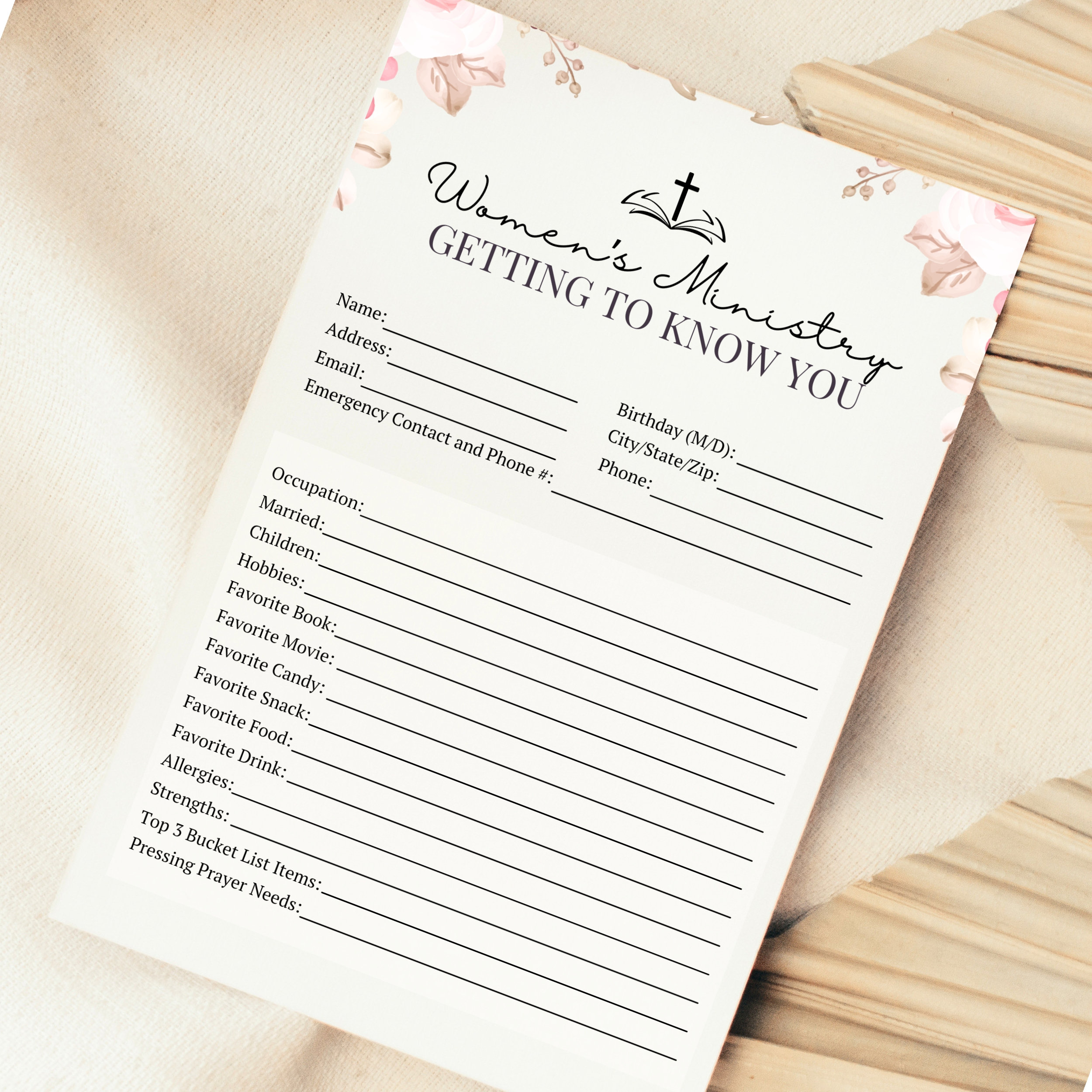 Women's Ministry Getting to Know You Questionnaire (PDF) - Etsy
