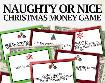 Naughty or Nice Christmas Dollar Game – Printable Holiday Party Card Deck