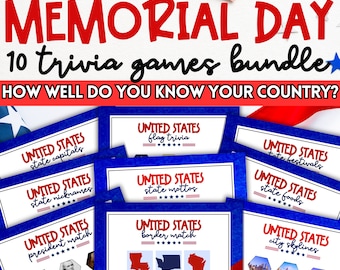 Memorial Day Trivia Games: Patriotic Quiz Pack (Digital Download)