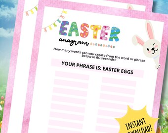 Easter Printable Game And Anagram Word Scramble To Search For Smaller Words At Your Small Gathering Or Party With Adults Kids Teens Seniors