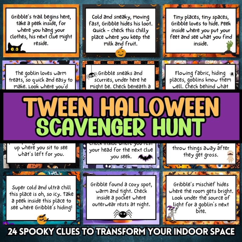 Halloween Scavenger Hunt Printable Treasure Search For Tweens Teens And Kids Spooky Haunted Candy Activity Family Fun Trick Or Treat image 1