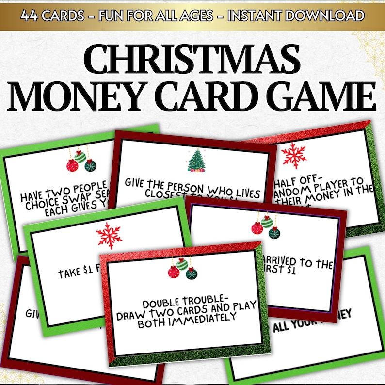 Christmas Money Card Game - Printable PDF - Instant Download