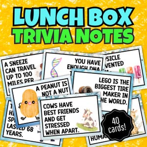 Notes d'anecdotes sur la boîte à lunch pour les enfants - 40 cartes d'informations amusantes à imprimer, notes de boîte à lunch pour la rentrée pour les garçons, bleu mignon faits intéressants pour le déjeuner