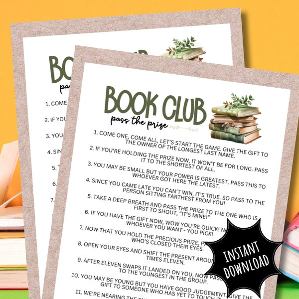 Book Club Pass The Prize Left Right Game For Avid Readers Library Goers Small Meetings At Ladies Luncheon Or Brunch Gatherings To Read Lit
