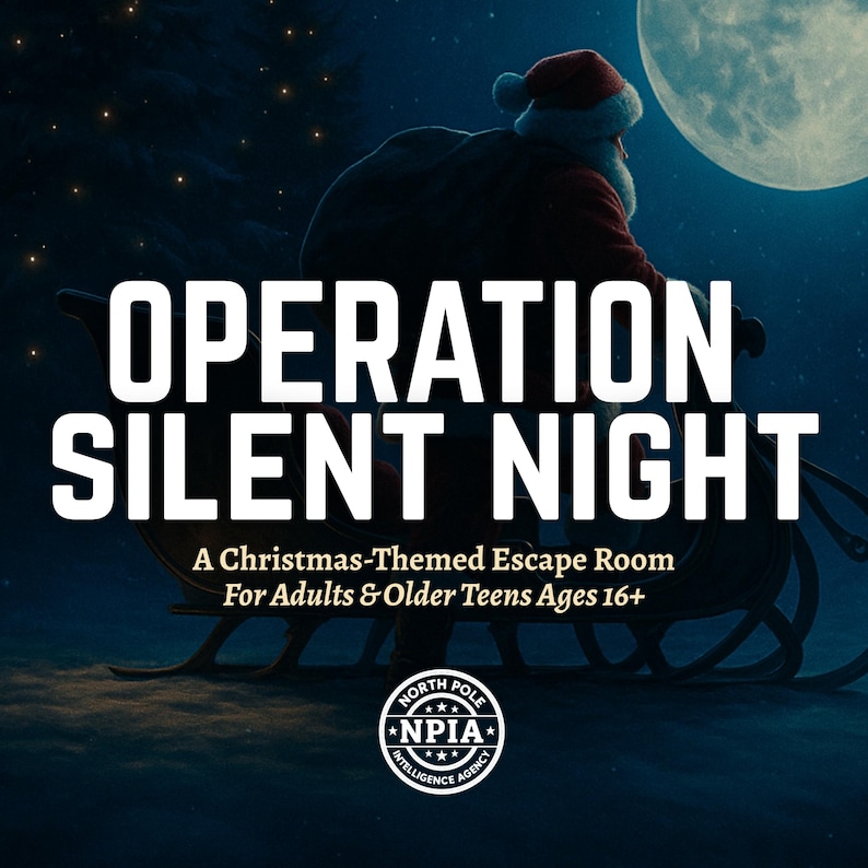 Christmas Themed Escape Room - Secret Agent True Crime Detective - DIY Xmas Eve Holiday Party Printable PDF Game Night Activity For Adults