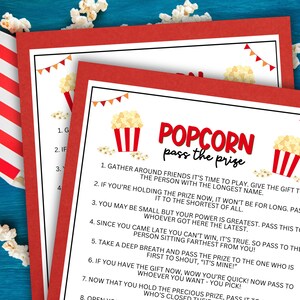 Popcorn Pass The Prize Game For Family Movie Night Pajama Party Baby Shower Crazy Snack Bar Girls Night Sleepover Tweens Birthday Bday PJ