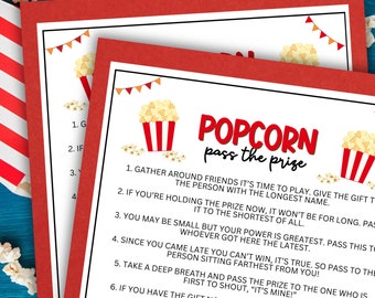 Popcorn Pass the Prize Game: Birthday Party Activity (PDF)