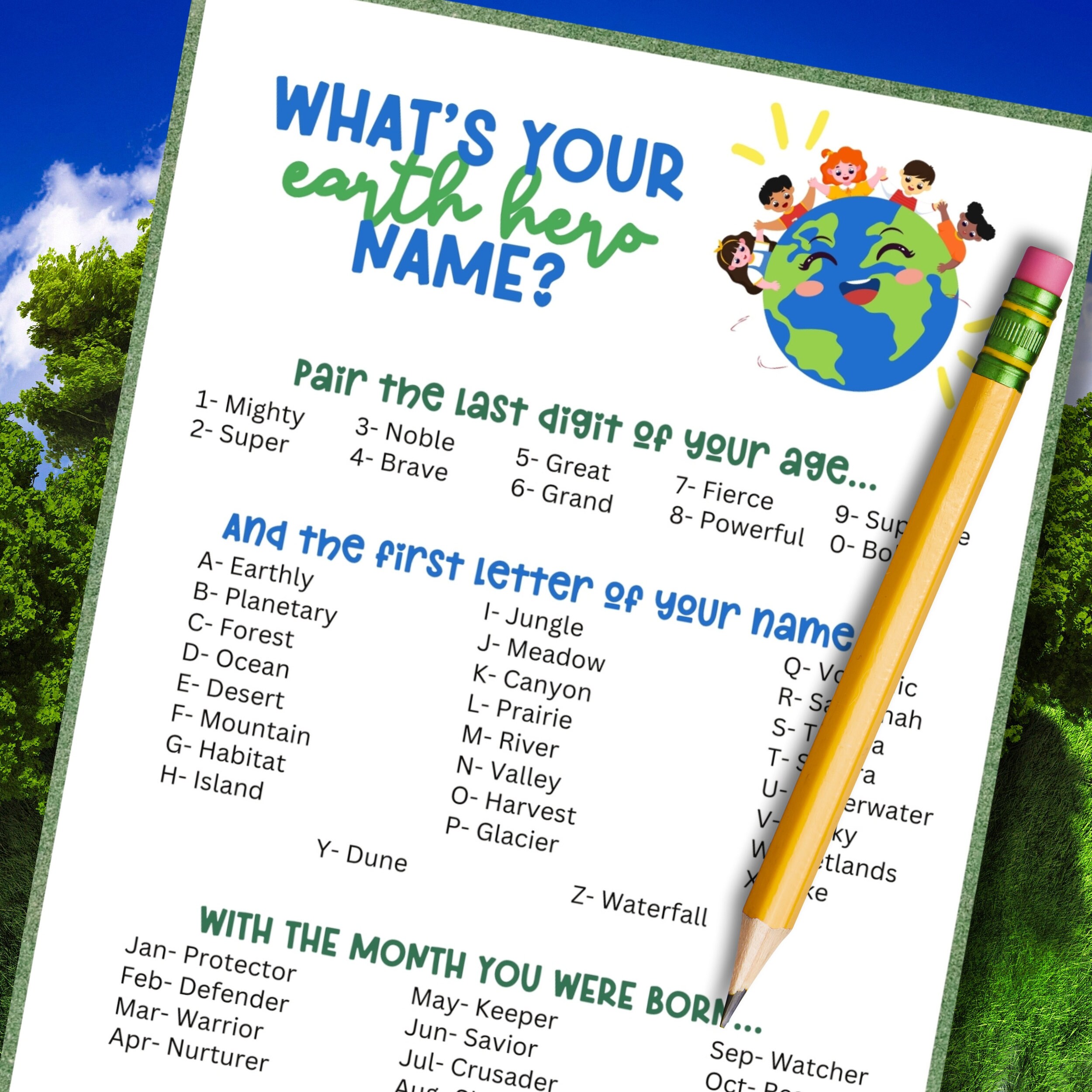 What's Your Earth Day Name Generator Environmental Science Geology