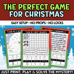 Christmas Escape Room Kit For Teens And Tweens Fun Family Game Printable Mystery Adventure DIY Holiday Activity Age 10 11 12 13 14