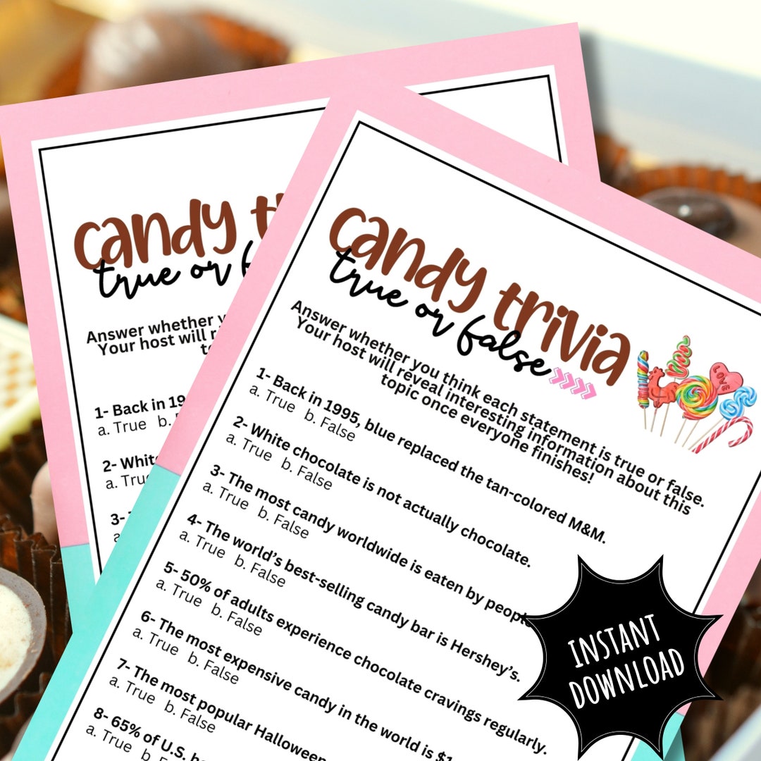 Candy Trivia Game: True or False Quiz (digital Download) - Etsy Australia