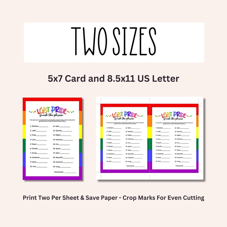 LGBT Pride Party Finish the Phrase Game Word Trivia Quiz for Rainbow ...