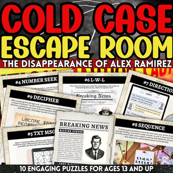 Cold Case Escape Room For Teens And Adults 13+ Missing Person Murder Mystery Fun Team Building Birthday Or Halloween Party Date Night Idea