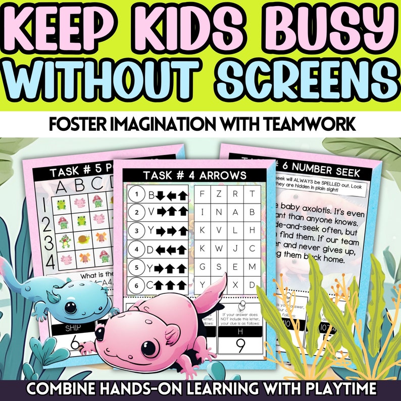 Axolotl Adventure Escape Room Kit for Kids (printable PDF) - Etsy