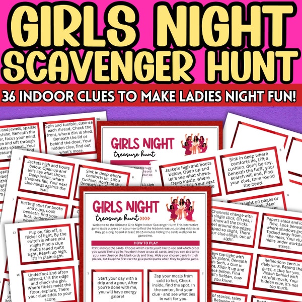 Girls Night Adult Scavenger Hunt And Treasure Search For Ladies Young Women Older Teens Slumber Bachelorette Bridal Shower Party Galentines