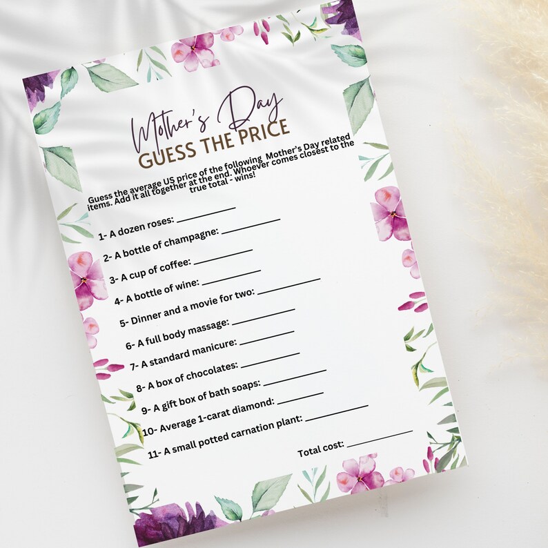 Price Trivia Mother's Day Game: Guess the Price Trivia (PDF) - Etsy