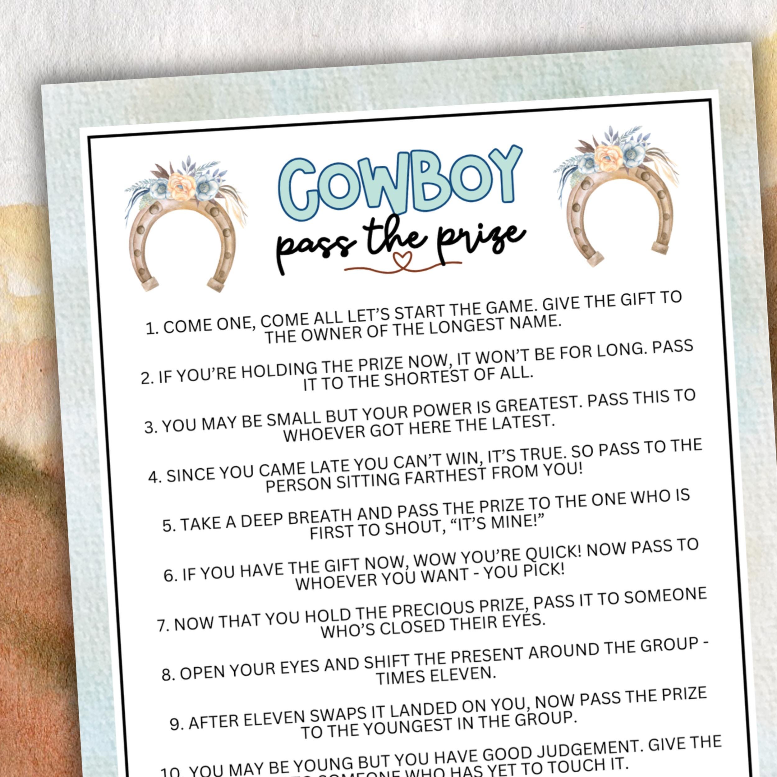 Cowboy Pass the Prize Game: Western Birthday Party Activity (PDF) - Etsy