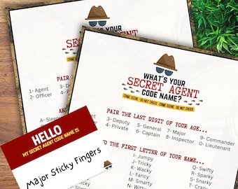 Secret Agent Name Game: Spy Party Activity (Printable)