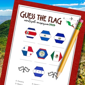 Banderas del mundo de América Central Prueba de imágenes y nombre de la bandera del país Juego de trivia Evento cultural divertido Geografía para la noche internacional de comida compartida