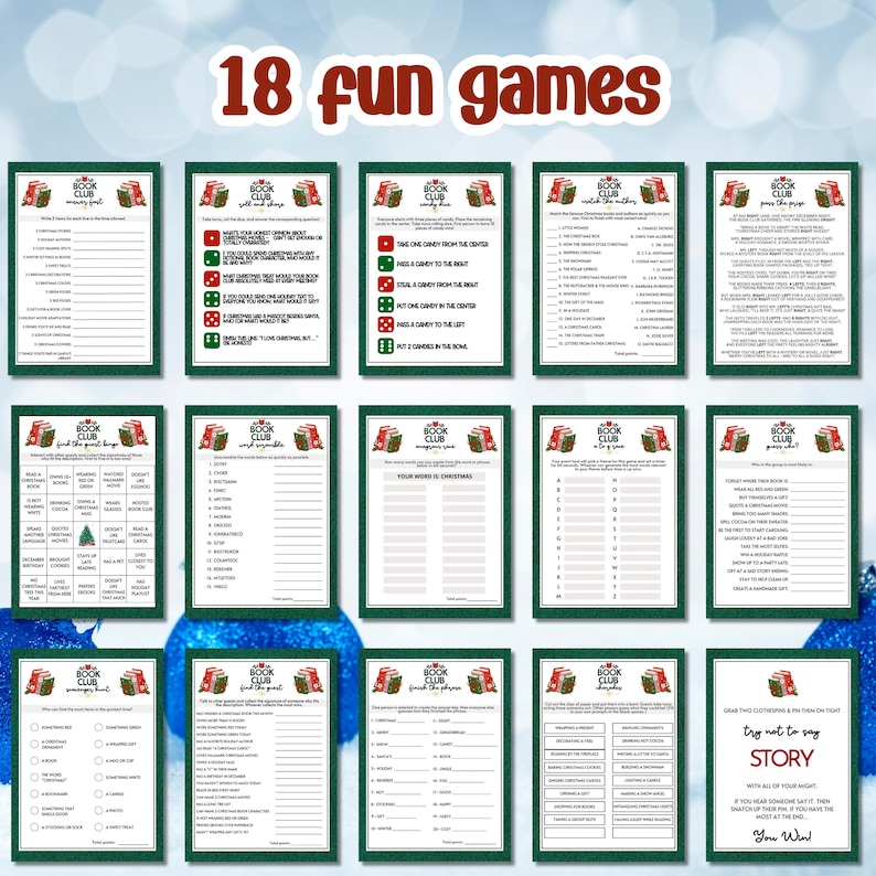 Book Club Christmas Games MEGA Bundle: 18 Activities (PDF Download)