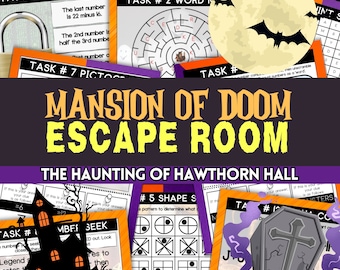Haunted Mansion Escape Room Game: Teen Mystery, Printable Puzzles (PDF)