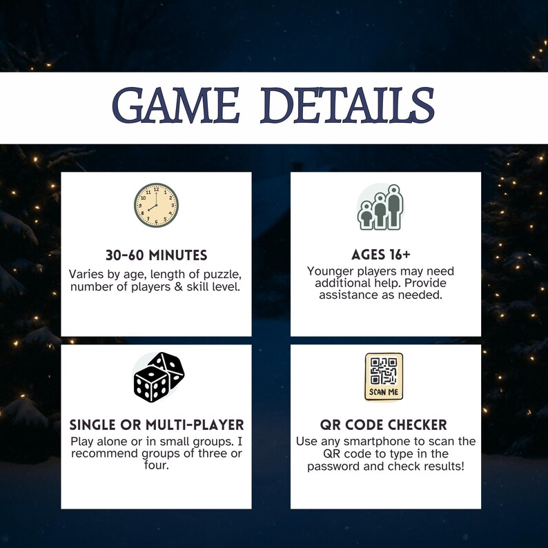 Christmas Themed Escape Room - Secret Agent True Crime Detective - DIY Xmas Eve Holiday Party Printable PDF Game Night Activity For Adults