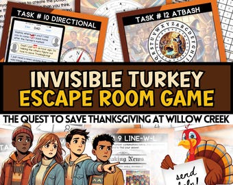 Thanksgiving Turkey Escape Room Game: Printable Tween/Teen Activity (PDF)