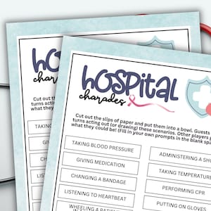 Hospital Charades Game For Nurses Appreciation Week RN Doctors Medical Staff Work Events Team Building Breakroom Fun