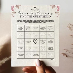 Women's Ministry Vind je gast BINGO en leer je kennen IJsbrekerspel voor elk Young Ladies Fellowship-evenement of meidenavond 20 kaarten