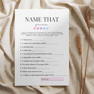 Galentines Day Preis ist richtig Geld Matching-Spiel Raten Sie, wie viel Valentines Artikel Kosten Fun Brunch Ladies Night Girls Luncheon Party Aktivität