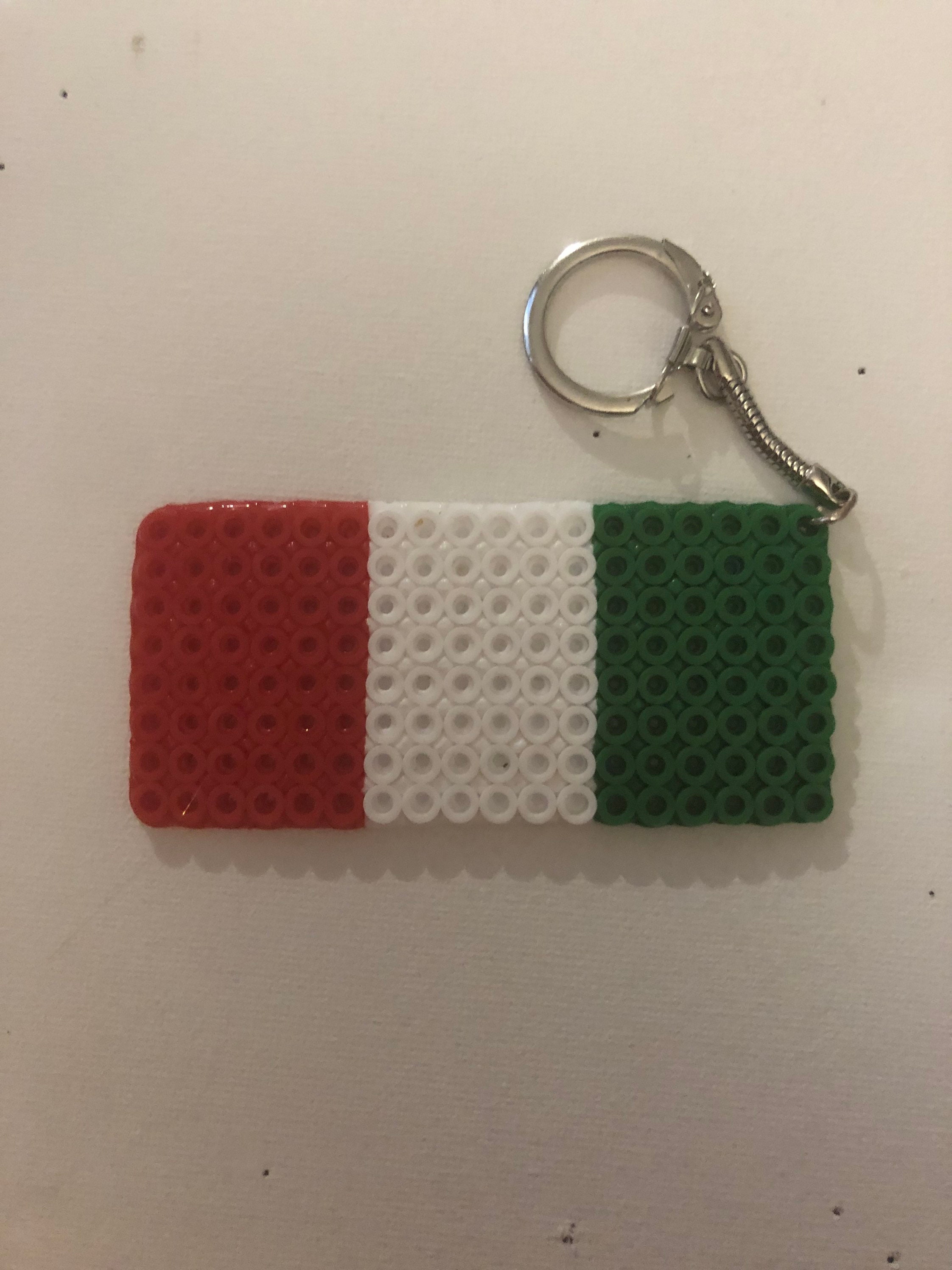 Italian Flag Perler Bead Keychain Etsy