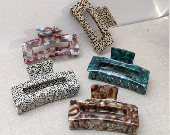 Large hair clip 10 cm | French hair clip square | Hair claw | rectangular hair clip | Hair Clip | Hair Claw | Accessory | Tortoise