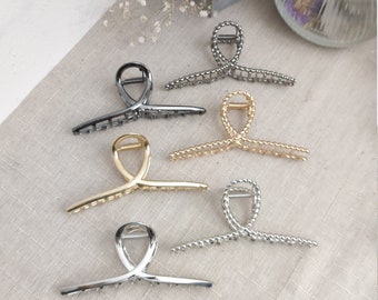 Metal hair clip, gold, 11 cm, shiny, smooth, large hair clip, hair clips, hair accessory, bow, hair clamp, silver, hair clip, hair claw, retro
