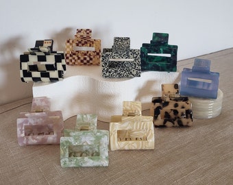 Hair clip small 5 cm hair clip square Leo hair claw hair clip clip acrylic acetate hair accessory hair clip hair claw pattern trend Germany