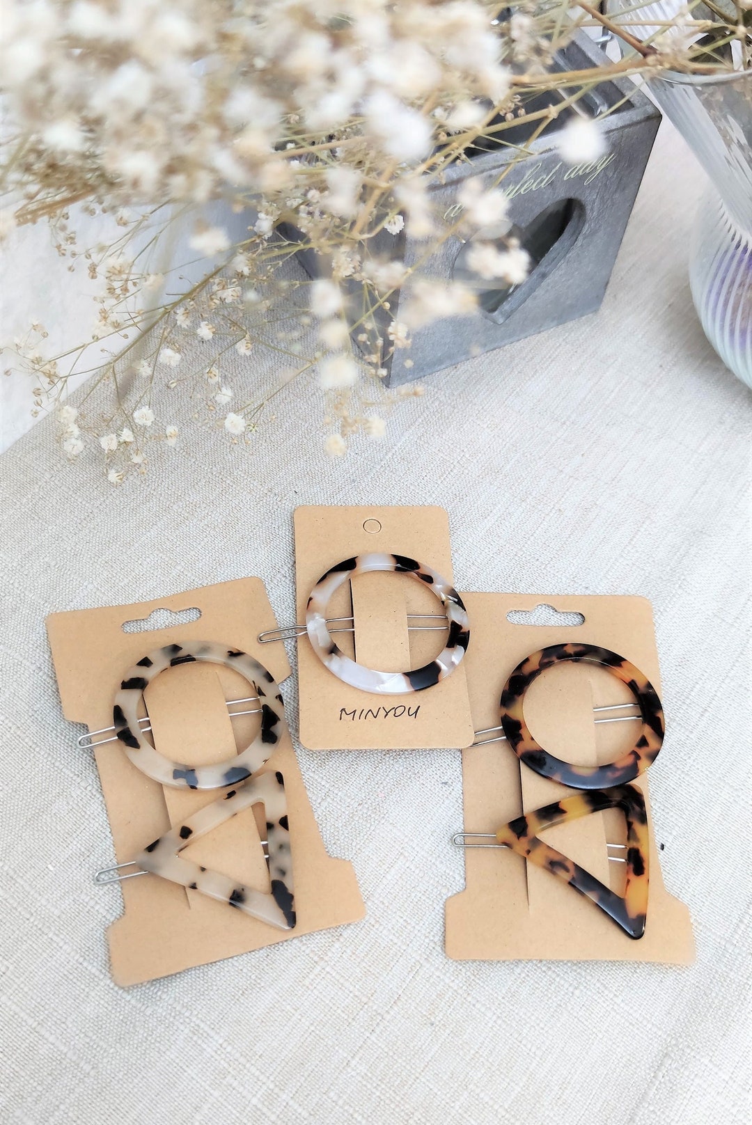 Metall-Haarnadeln Set – 10 Stück, Geometrische Formen, Gold & Silber