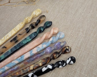 Hairpin sustainable, hair stick, acetate, hair pin marble hair stick for long hair, hair fork, minimalist hair accessories, hair clip hair clip