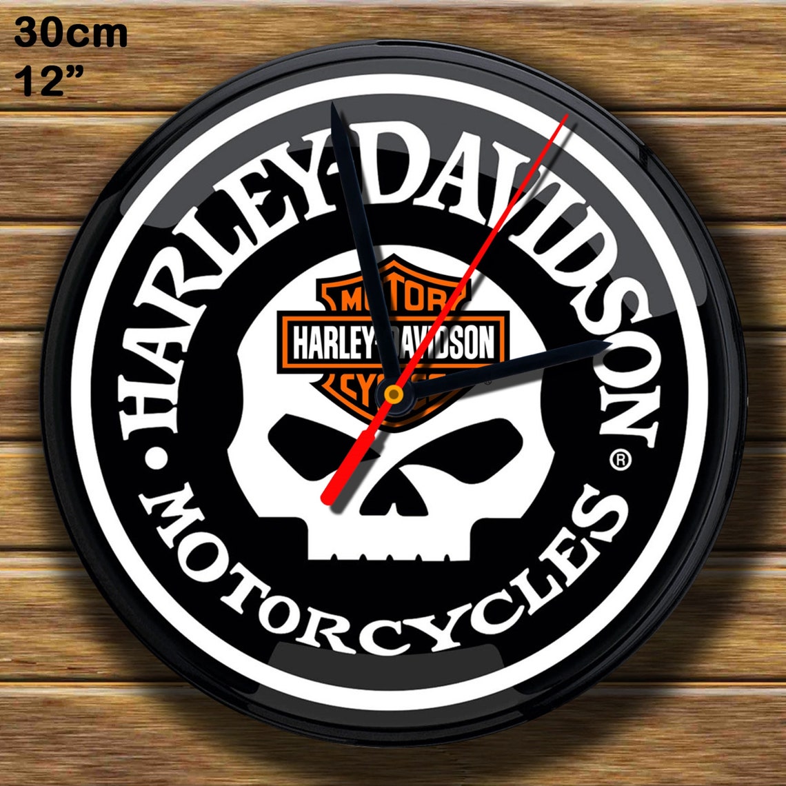 Harley Davidson Skull Logo theme art wall clock Homemade wall Etsy